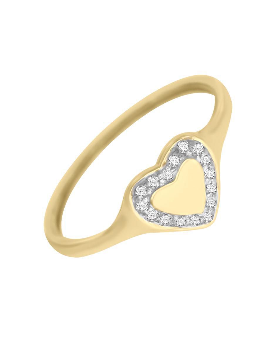 Anillo de corazón Nevada 14 k de oro diamante pulido