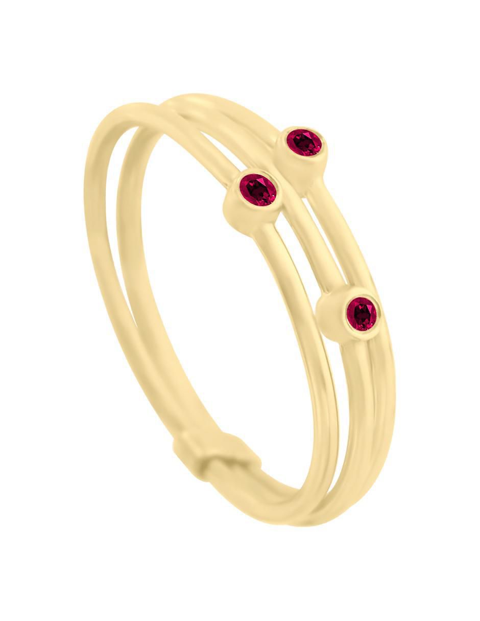 Anillo redondo New Day 14 k de oro rubí pulido 3