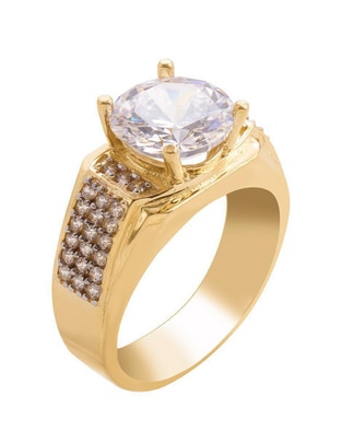 Anillo 10 k de oro amarillo zirconia liso
