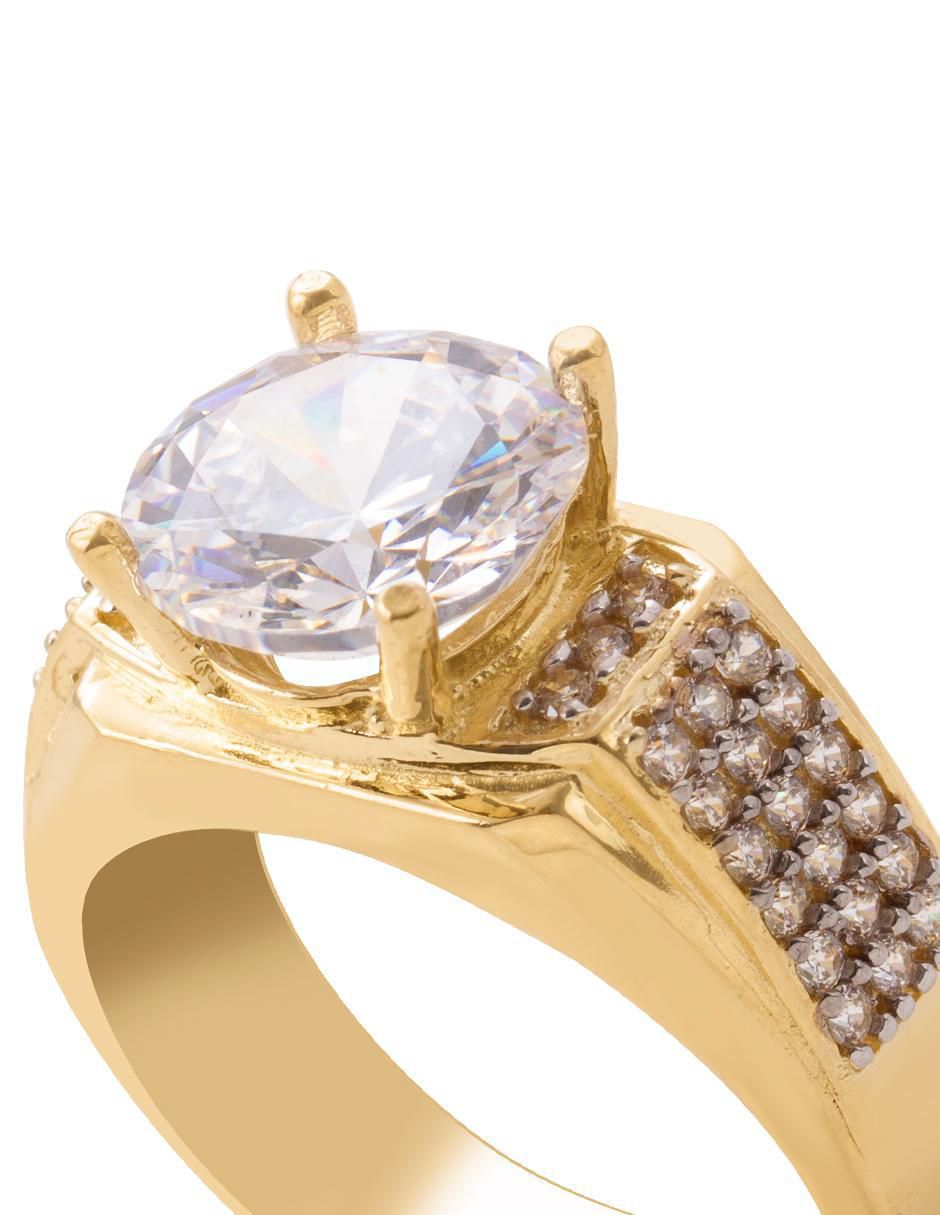 Anillo 10 k de oro amarillo zirconia liso