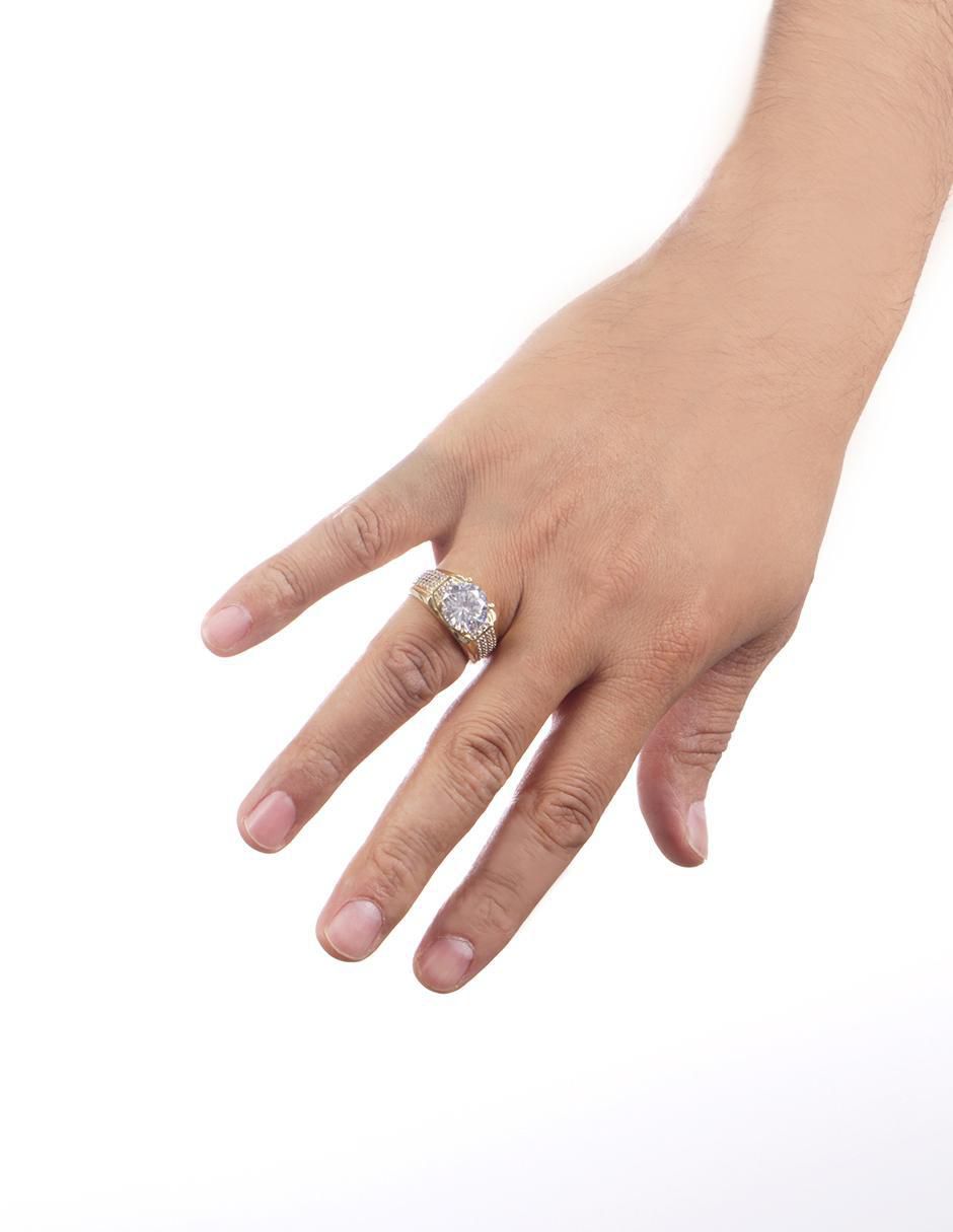 Anillo 10 k de oro amarillo zirconia liso