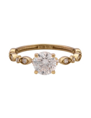 Anillo 10 k de oro amarillo zirconia liso