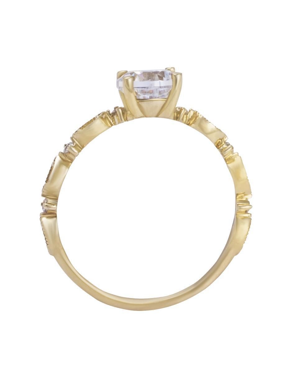 Anillo 10 k de oro amarillo zirconia liso