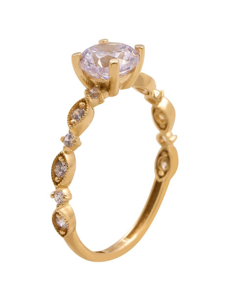 Anillo 10 k de oro amarillo zirconia liso