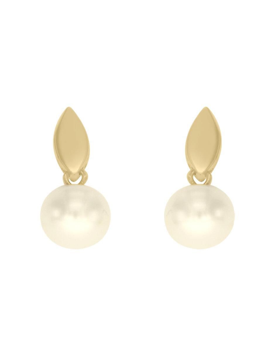 Aretes de oro 14 K con acabado brillante perla Aretes de oro 14 K con acabado brillante perla