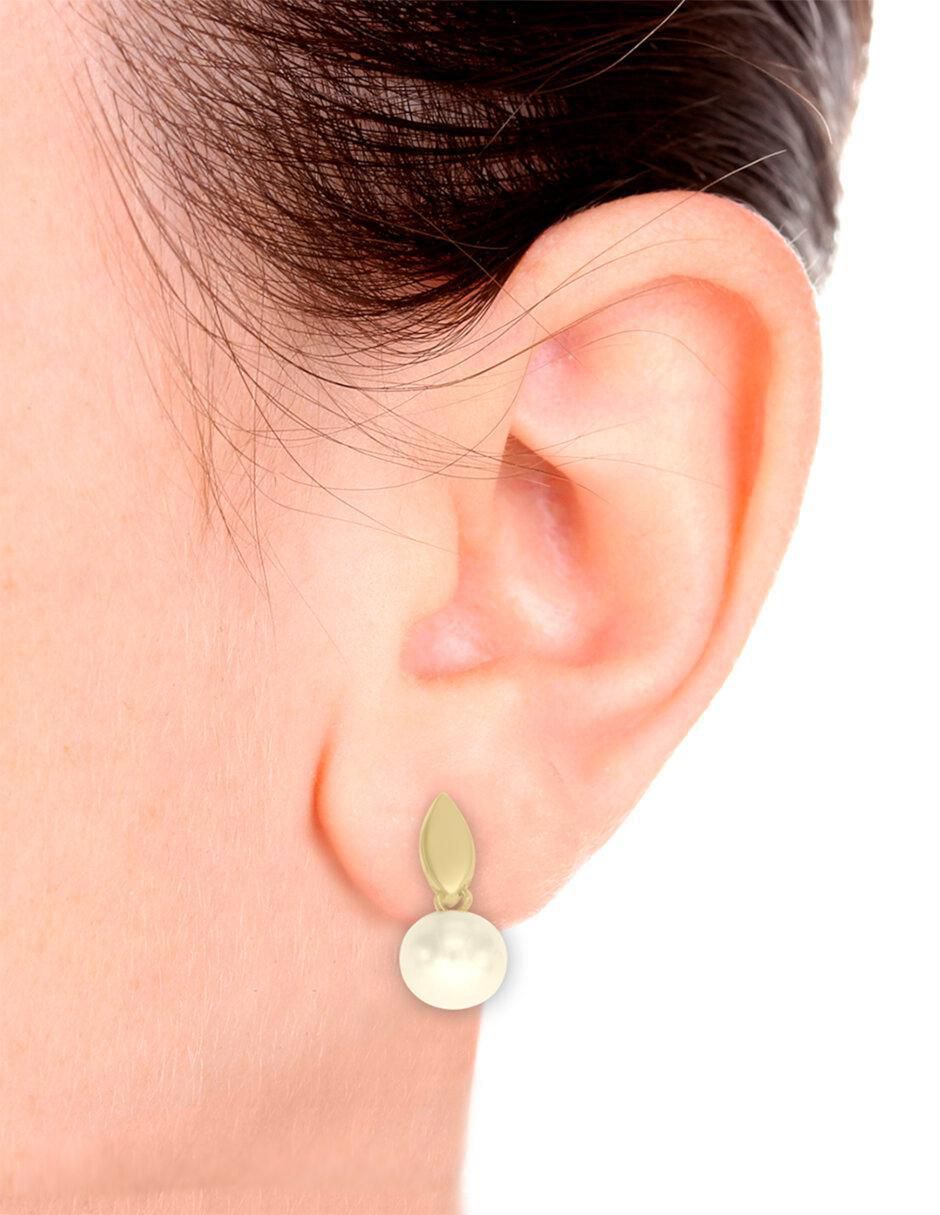 Aretes de oro 14 K con acabado brillante perla 2