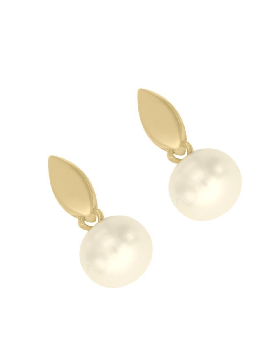 Aretes de oro 14 K con acabado brillante perla 3
