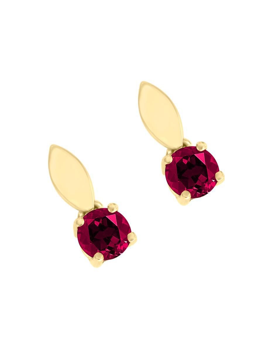 Aretes de oro 14 K con acabado brillante rubí 3