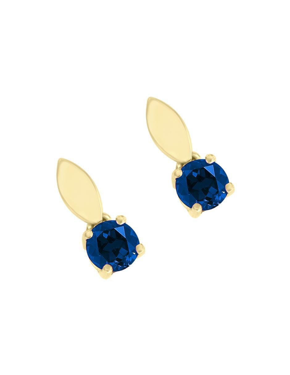 Aretes de oro 14 K con acabado brillante zafiro 3