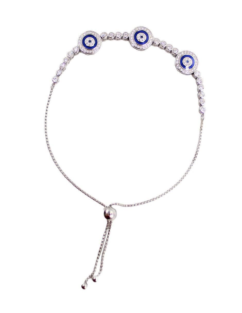 Pulsera de plata con zirconia cúbica P 925 Ojo Turco acabado pulido Pulsera de plata con zirconia cúbica P 925 Ojo Turco acabado pulido
