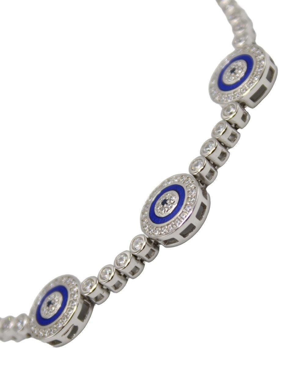 Pulsera de plata con zirconia cúbica P 925 Ojo Turco acabado pulido 2