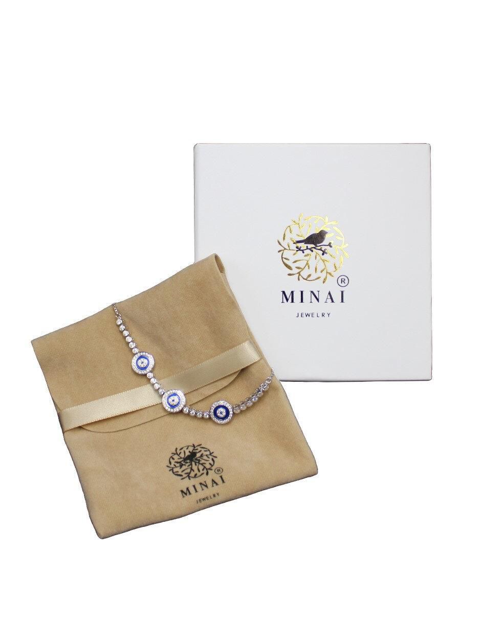 Pulsera de plata con zirconia cúbica P 925 Ojo Turco acabado pulido 3