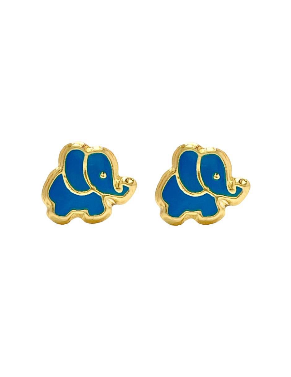 Broqueles de elefante de oro 10 K con acabado lustre Broqueles de elefante de oro 10 K con acabado lustre