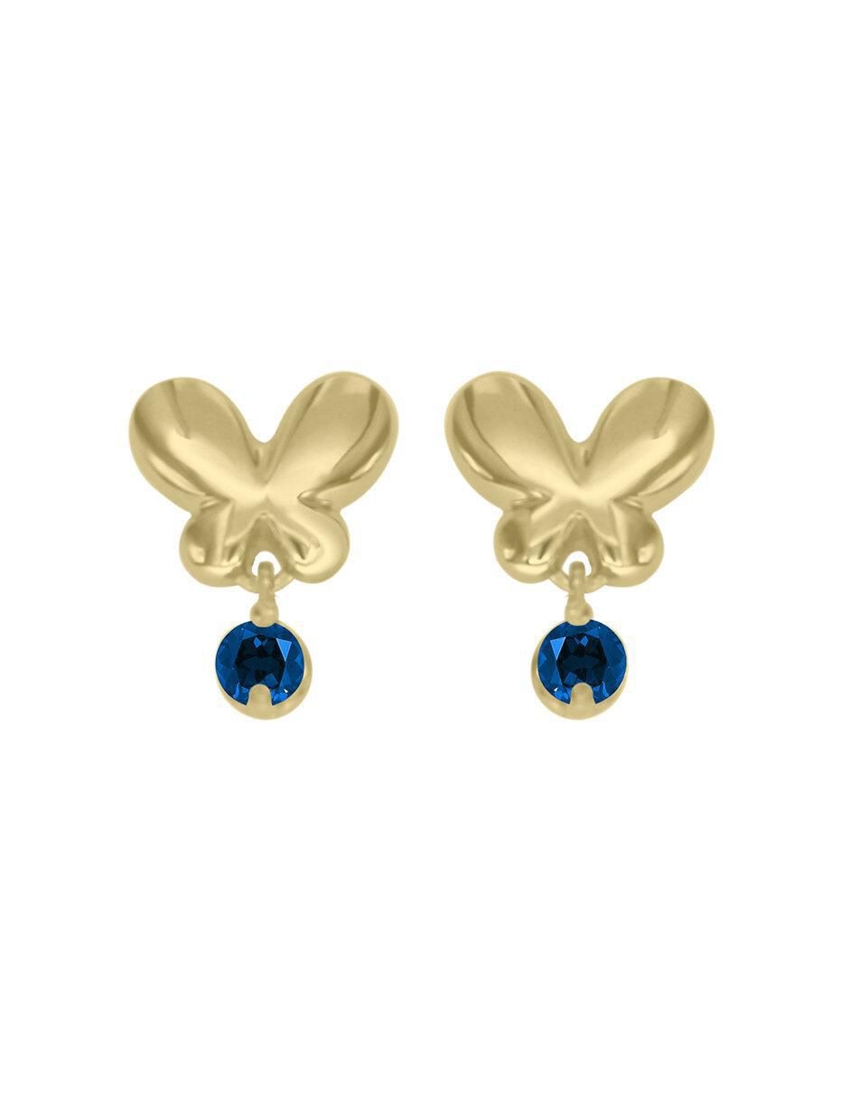 Broqueles redondos de oro 14 K con acabado brillante zafiro Broqueles redondos de oro 14 K con acabado brillante zafiro