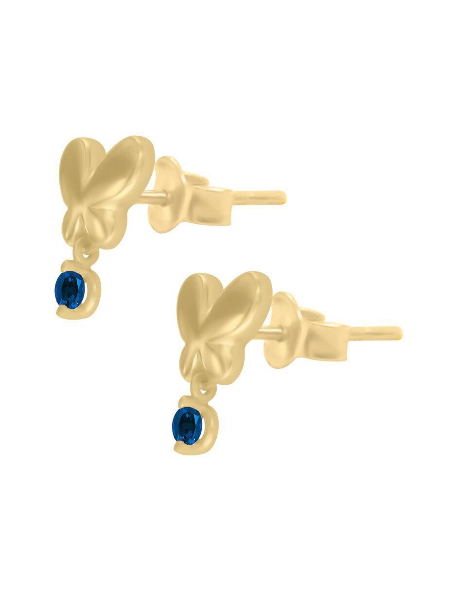 Broqueles redondos de oro 14 K con acabado brillante zafiro 3
