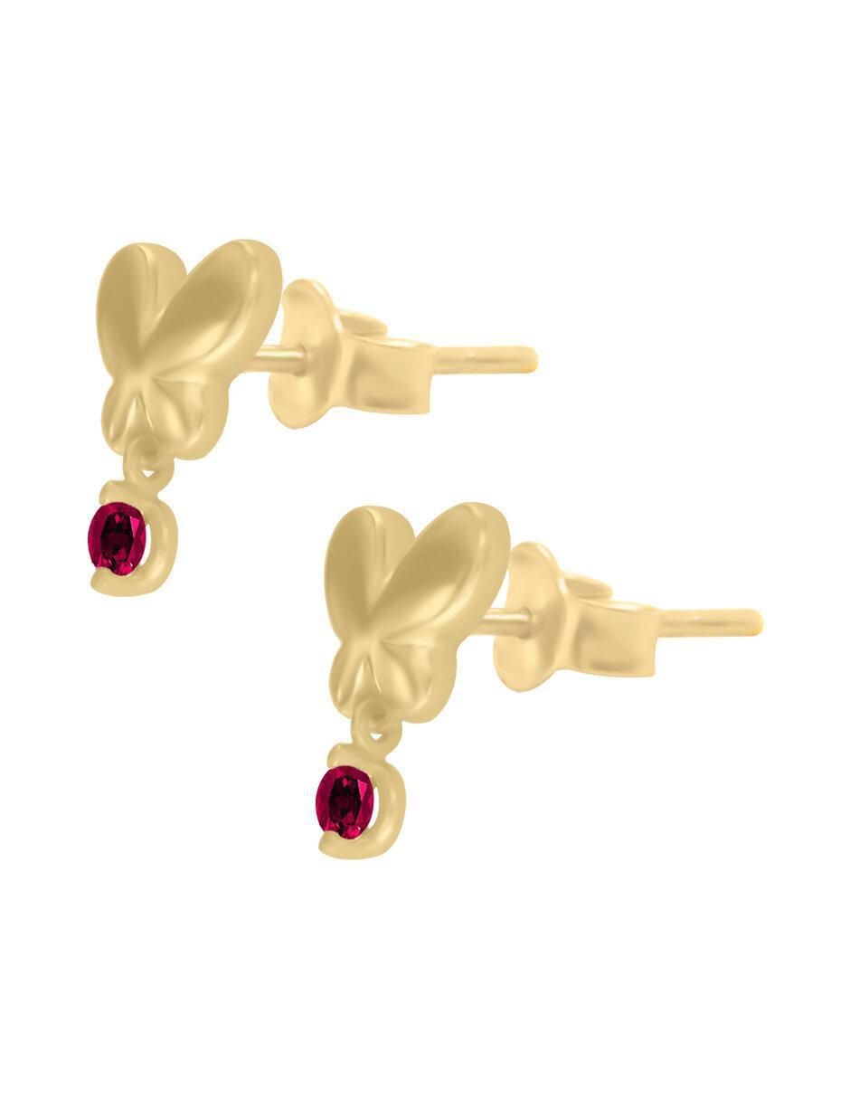 Broqueles redondos de oro 14 K con acabado brillante rubí 3