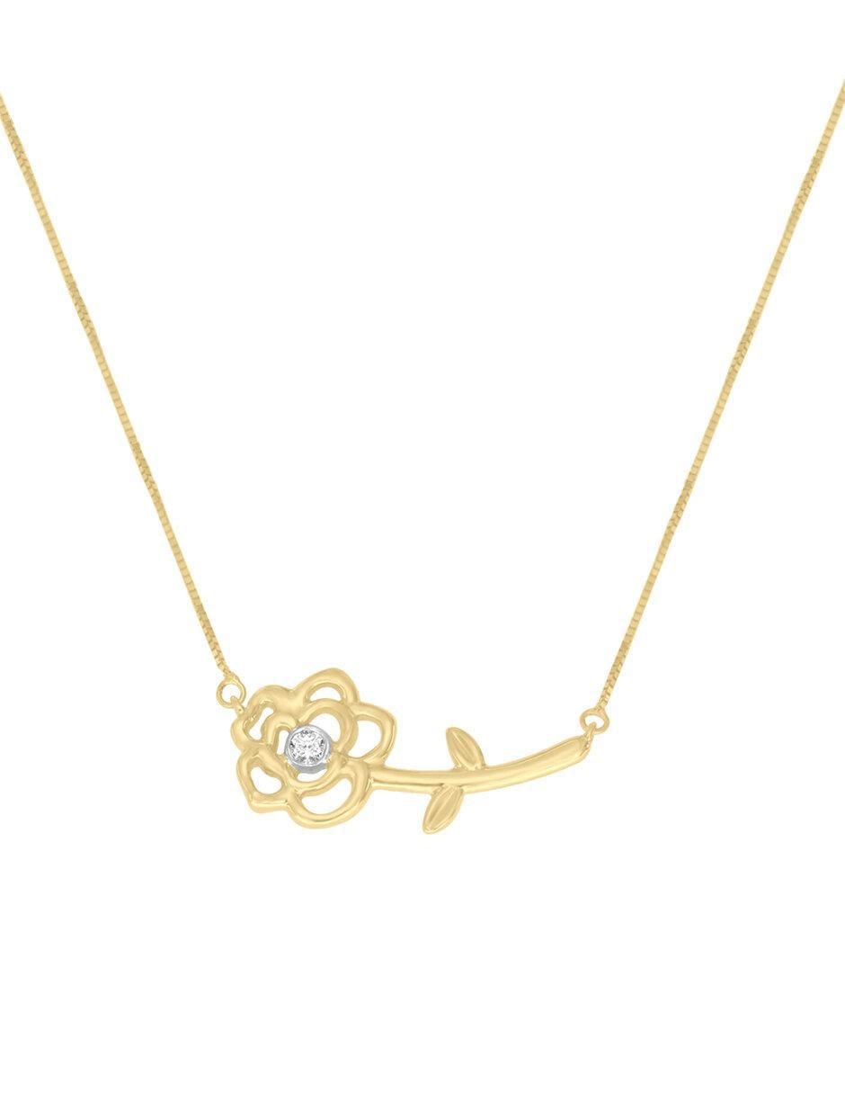 Collar flor Rosa de oro 14 K