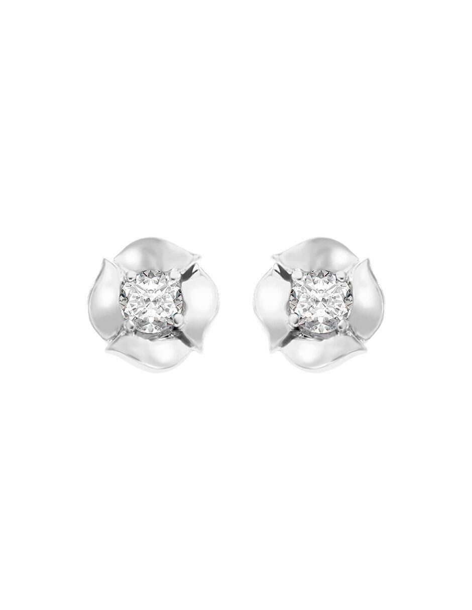 Broqueles de flor de oro 14 K con acabado brillante diamante Broqueles de flor de oro 14 K con acabado brillante diamante