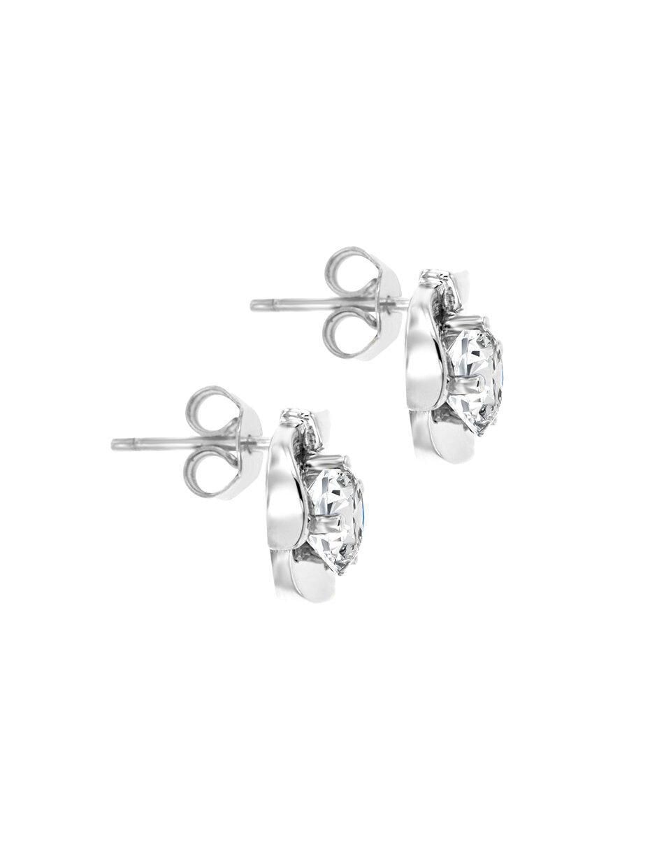 Broqueles de flor de oro 14 K con acabado brillante diamante 2