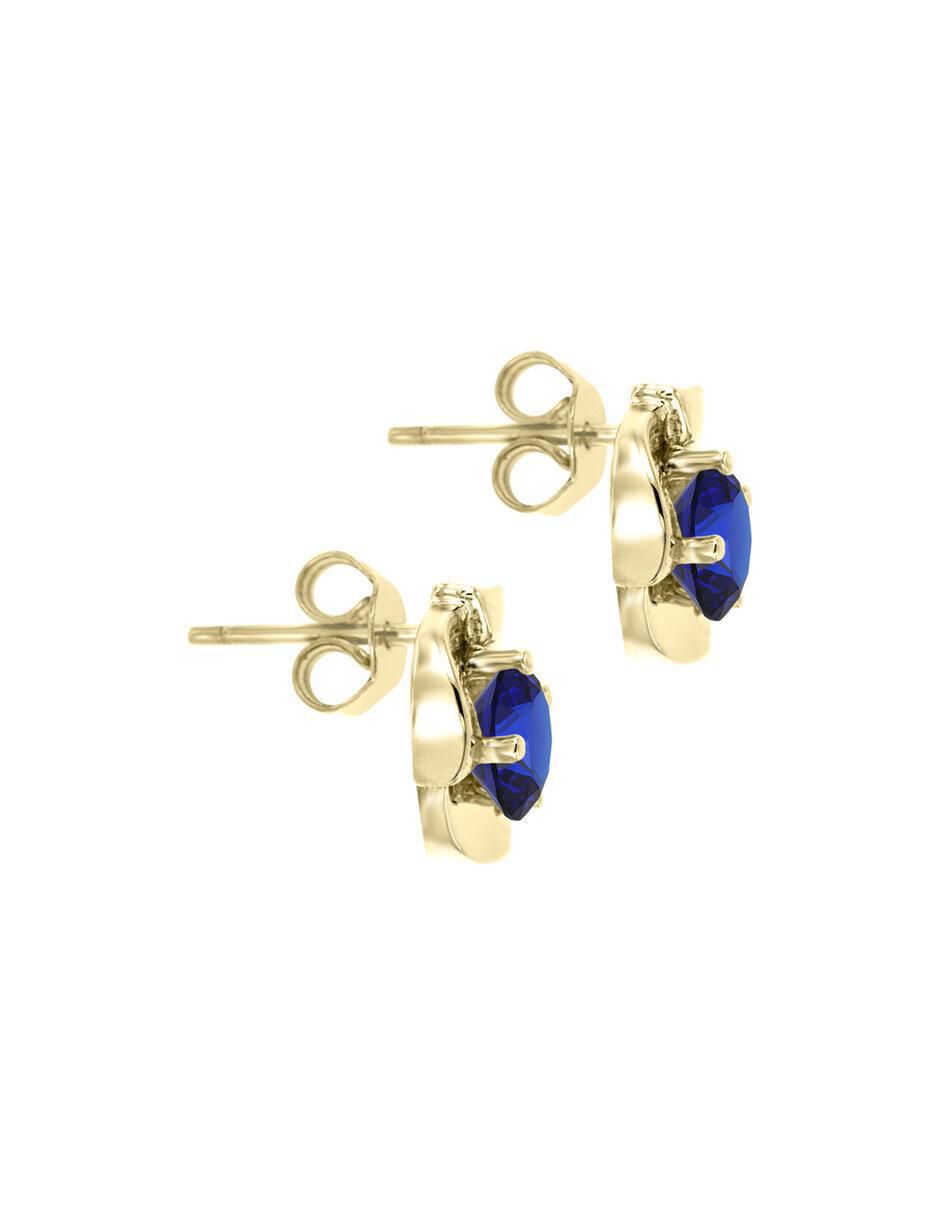 Broqueles de flor de oro 14 K con acabado brillante zafiro 2