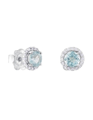 Broqueles redondos Tous de oro blanco con acabado brillante diamante