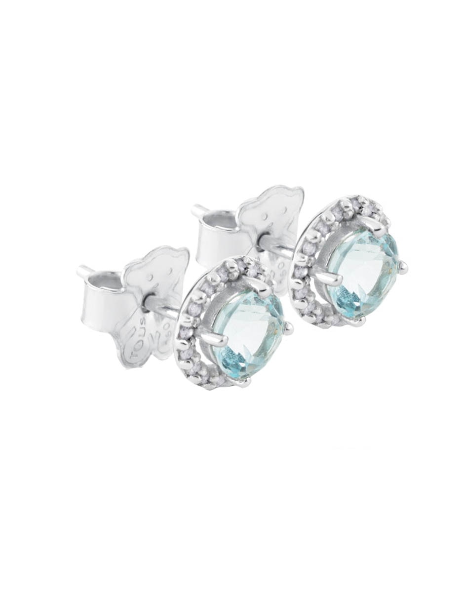 Broqueles redondos de oro blanco con acabado brillante diamante Broqueles redondos de oro blanco con acabado brillante diamante