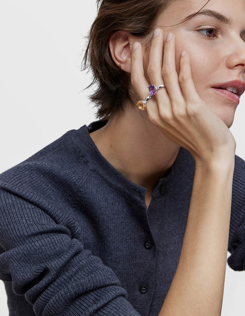Anillo Basic Colors de plata diamante brillante 5