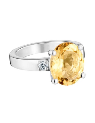 Anillo Basic Colors de plata citrina y diamante brillante