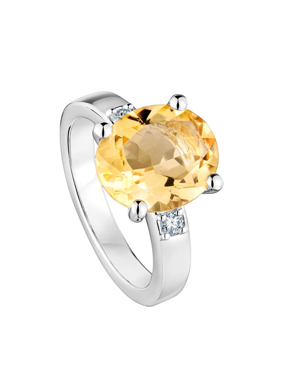Anillo Basic Colors de plata citrina y diamante brillante 2