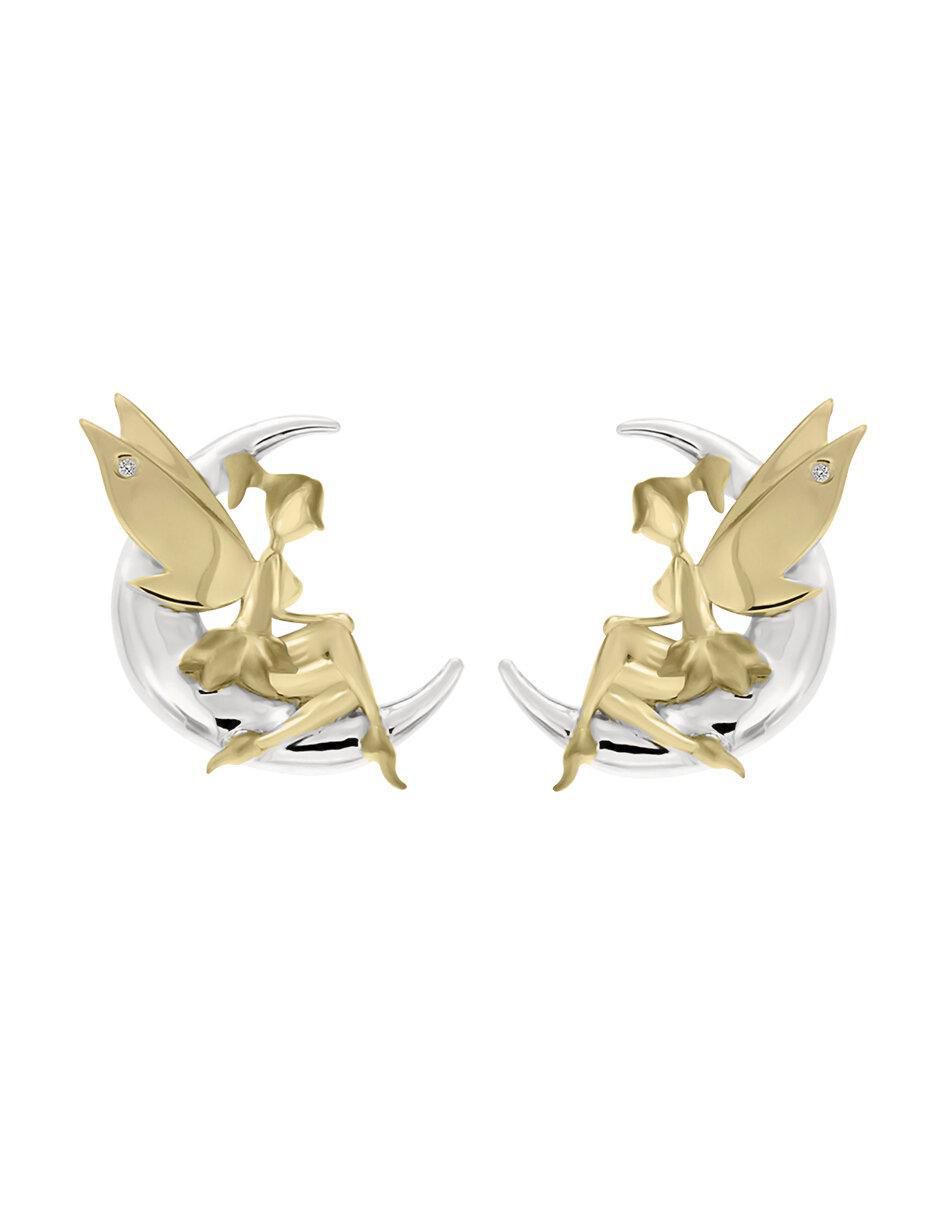 Aretes de hada de oro con acabado mate diamante