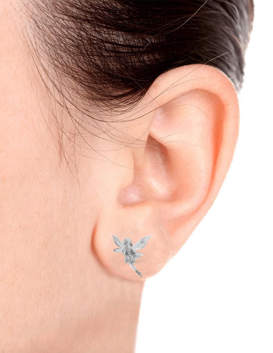 Aretes de hada de oro con acabado brillante diamante 3
