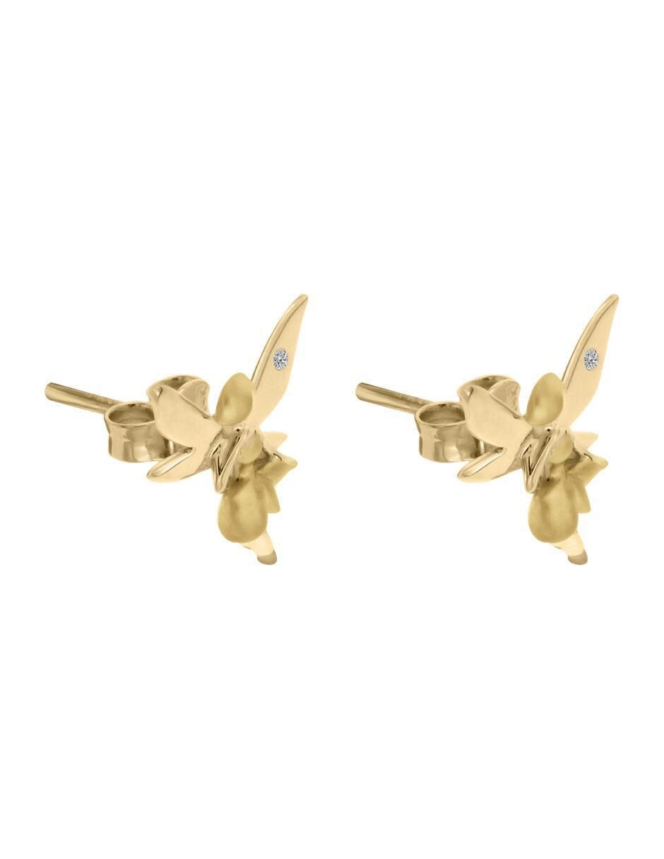 Aretes de hada de oro con acabado brillante diamante 2