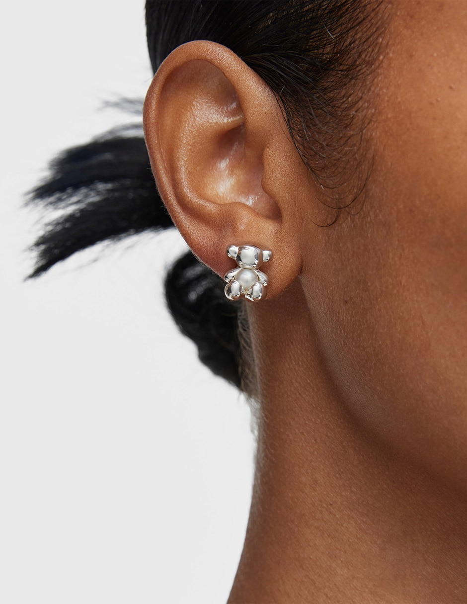 Aretes de oso Tous Bold Bear de plata P 925 con acabado espejo nácar