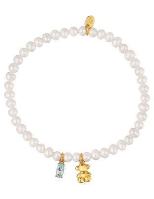 Pulsera Tous de plata con perla p 925 Bold Bear con acabado liso