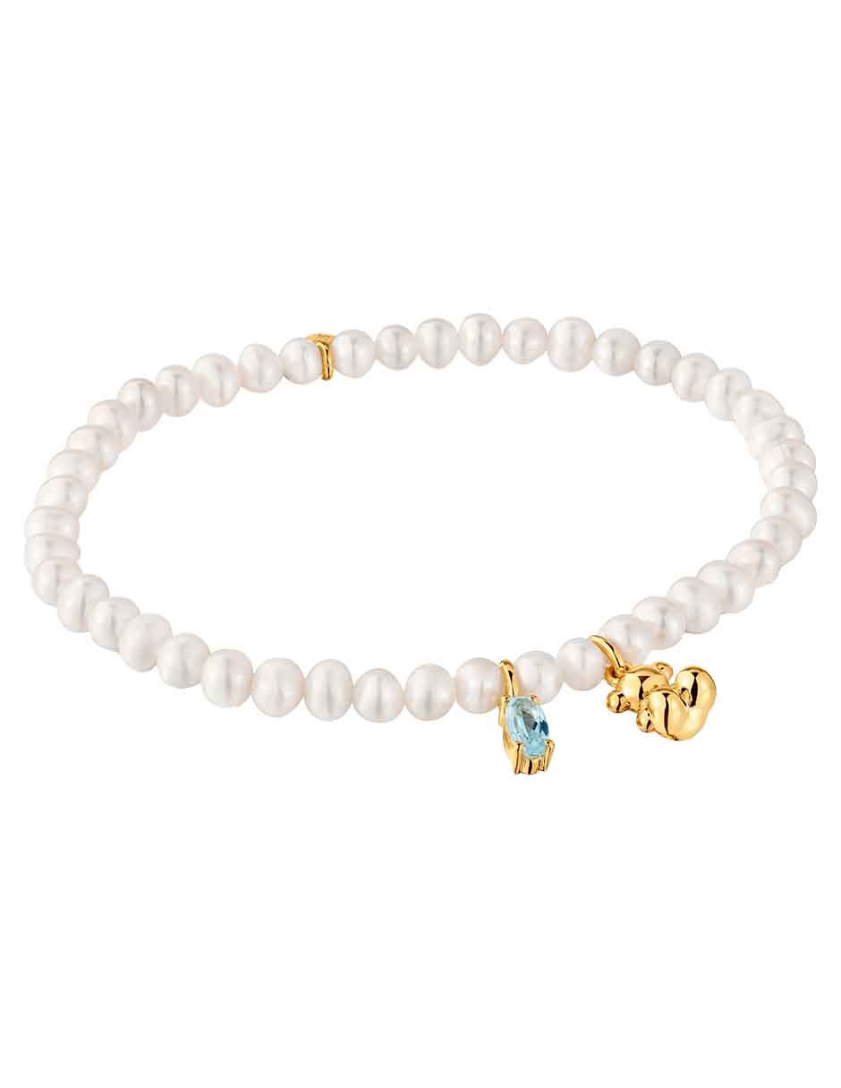 Pulsera Tous de plata con perla p 925 Bold Bear con acabado liso