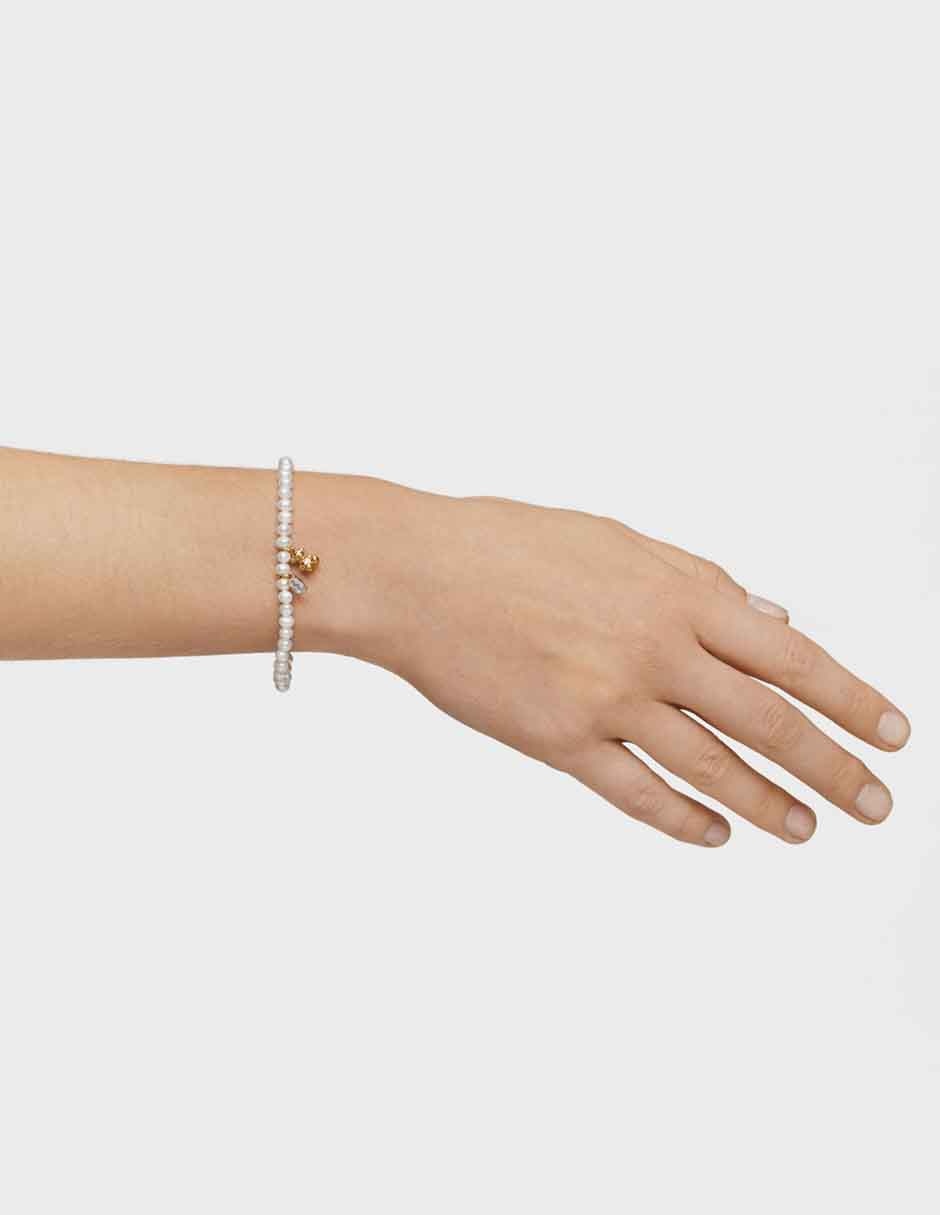 Pulsera Tous de plata con perla p 925 Bold Bear con acabado liso