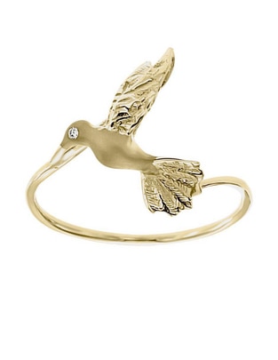 Anillo de colibrí 14 k de oro amarillo diamante brillante Anillo de colibrí 14 k de oro amarillo diamante brillante