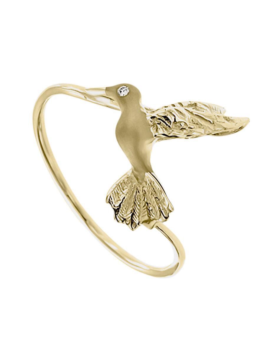 Anillo de colibrí 14 k de oro amarillo diamante brillante