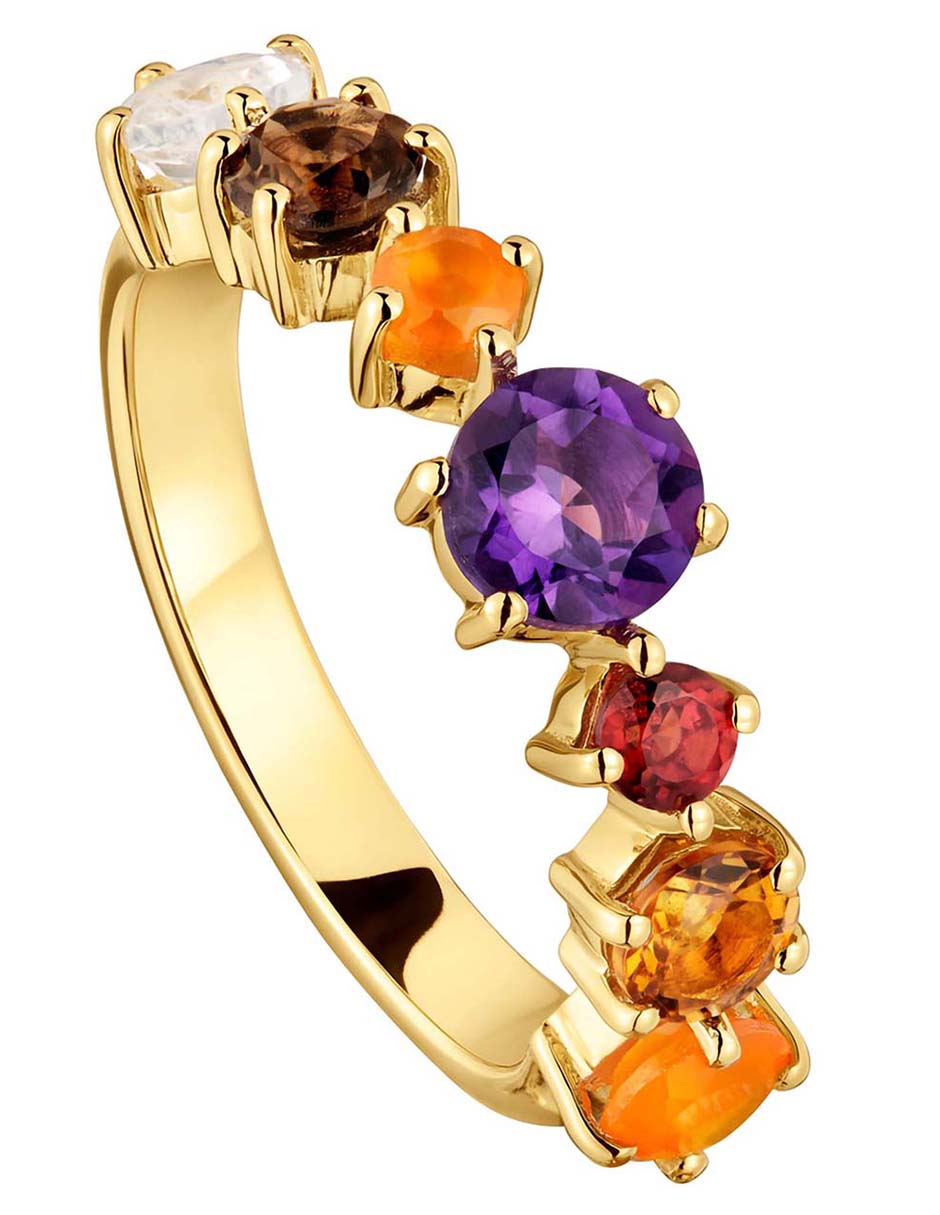 Anillo Tous Sugar Party de plata P 925 amatista y cuarzo baño de oro