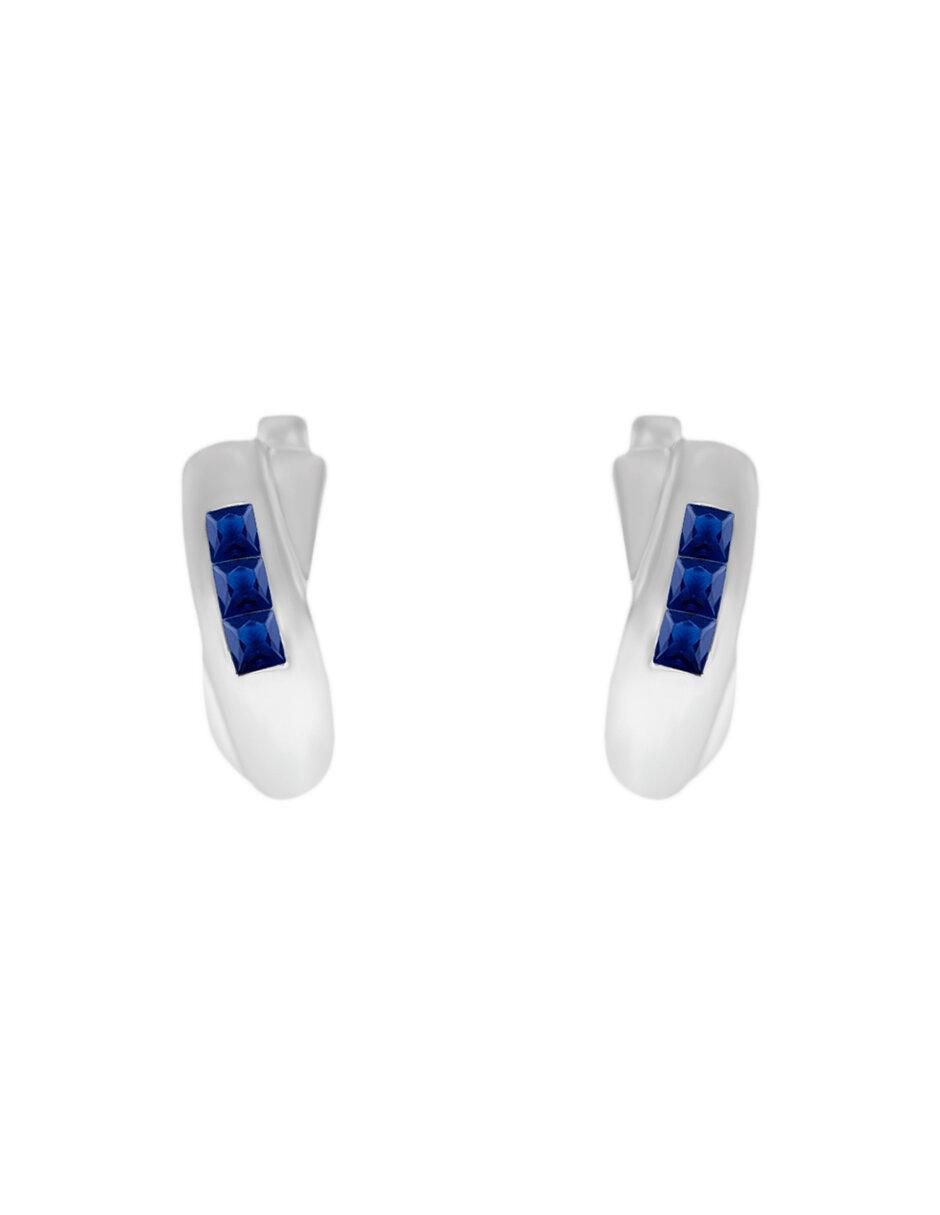 Aretes de oro blanco con acabado brillante zafiro Aretes de oro blanco con acabado brillante zafiro