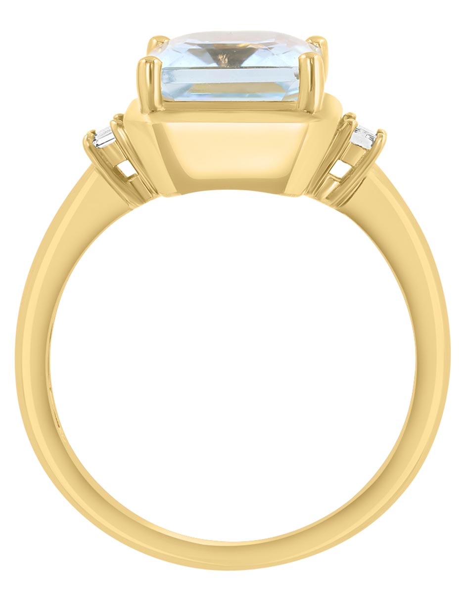 Anillo cuadrada 14 k de oro esmeralda y diamante brillante 4