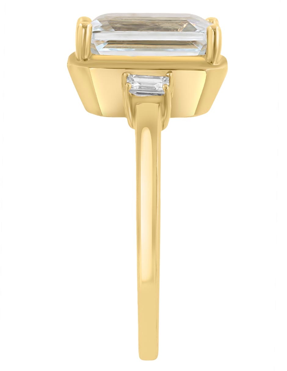Anillo cuadrada 14 k de oro esmeralda y diamante brillante 3