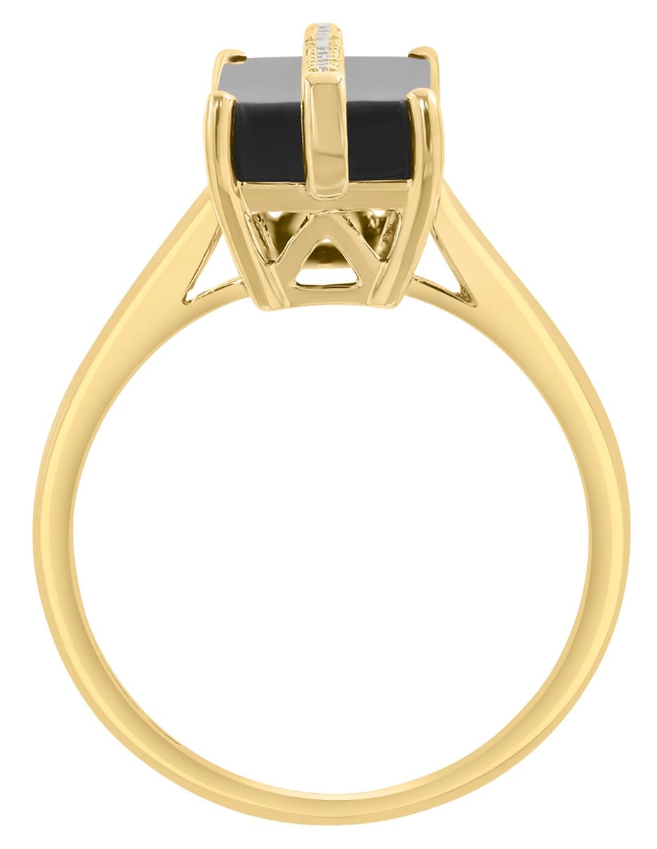 Anillo 14 k de oro amarillo diamante y ónix pavé 2