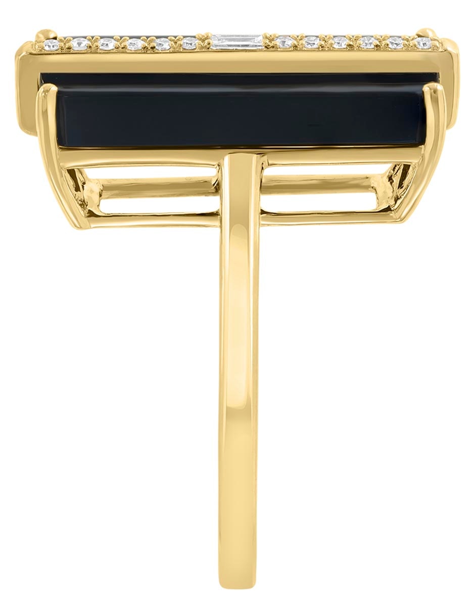 Anillo 14 k de oro amarillo diamante y ónix pavé 3