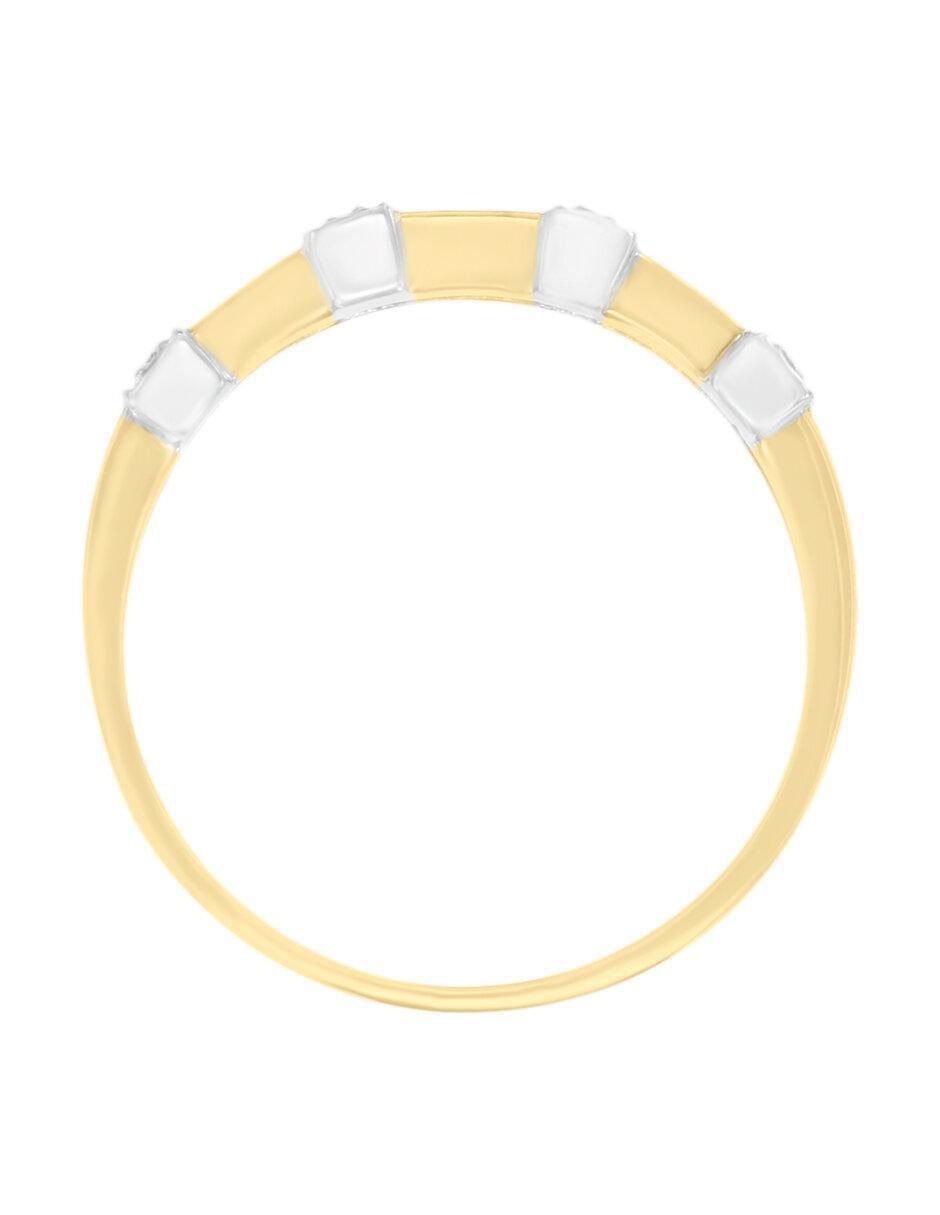 Anillo redondo Luisiana 14 k de oro amarillo zafiro y diamante brillante 3