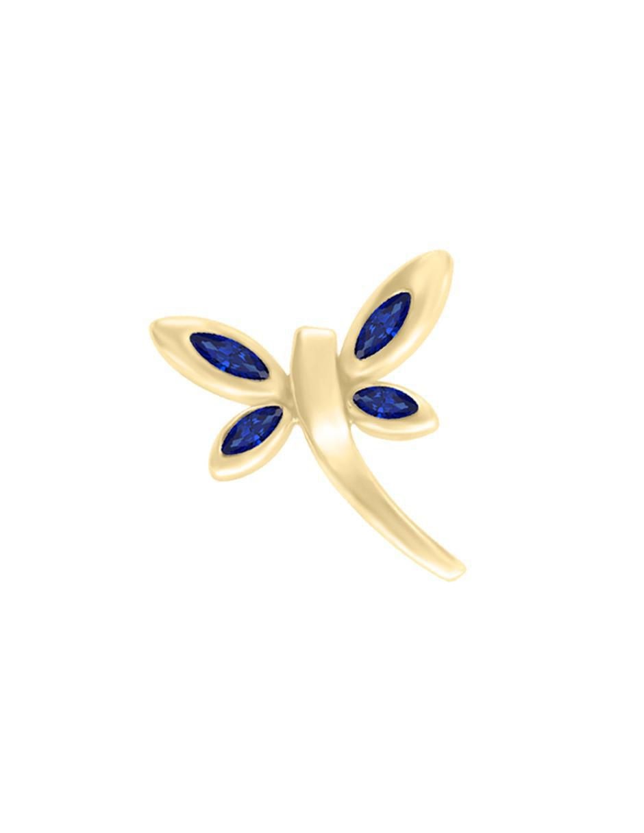 Aretes de libélula de oro amarillo con acabado brillante zafiro 3