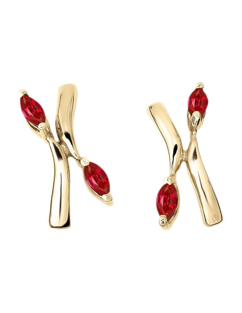 Aretes de letra x de oro amarillo con acabado brillante rubí Aretes de letra x de oro amarillo con acabado brillante rubí
