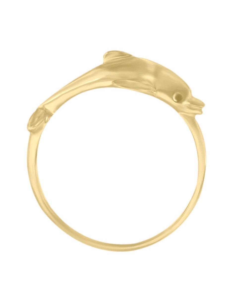 Anillo redondo Delf 14 k de oro amarillo brillante 4