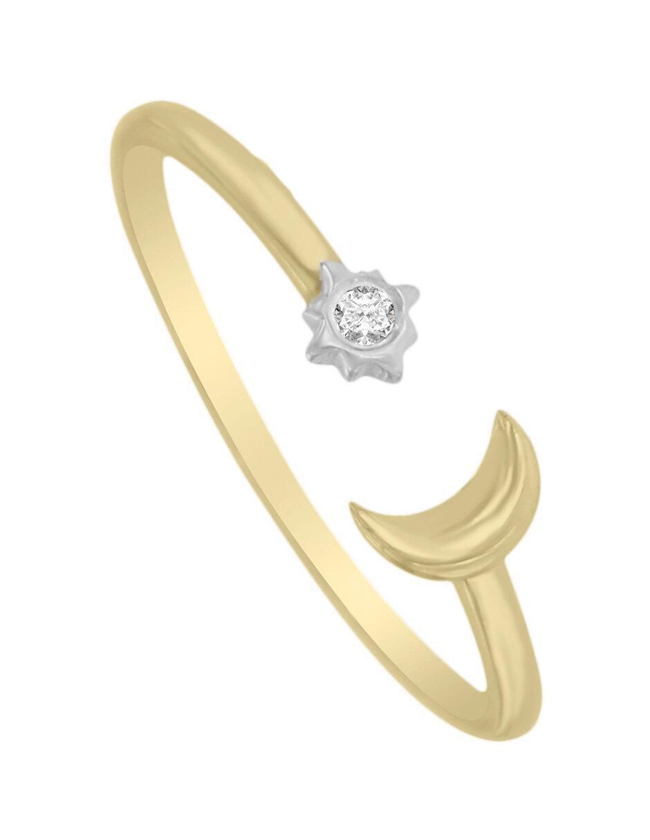 Anillo redondo Fantasy Sky 14 k de oro amarillo diamante brillante 3