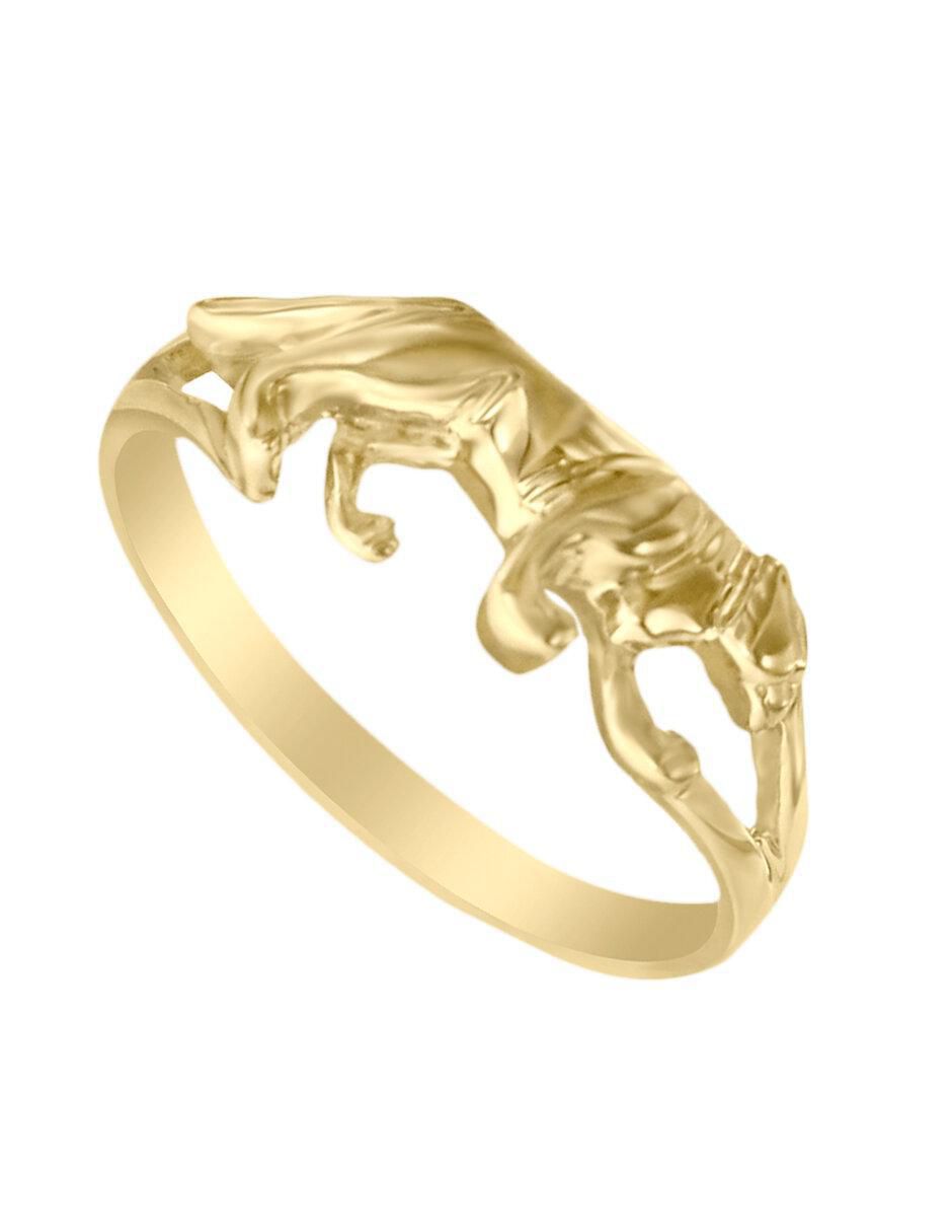Anillo redondo Pantera 14 k de oro amarillo brillante 2